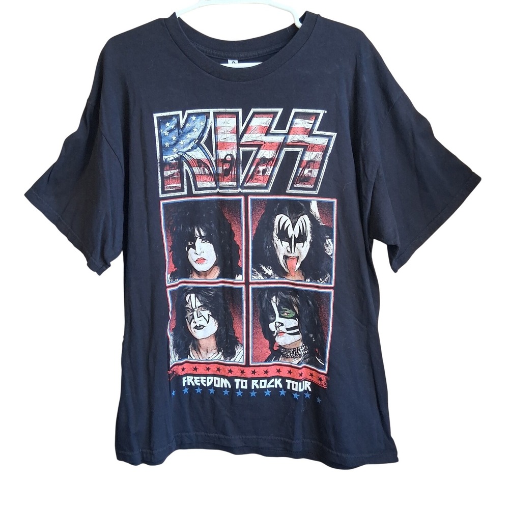 Kiss Freedom To Rock Tour 2016 SS Graphic Tee Black XL Music Band EUC